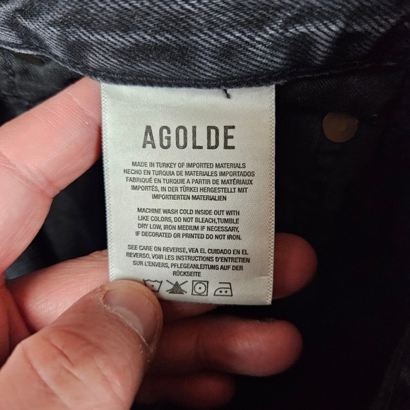 AGOLDE 90's Mid Rise Straight Los Angeles Black Grey Wash Jeans‎ Size 24 - Picture 8 of 11